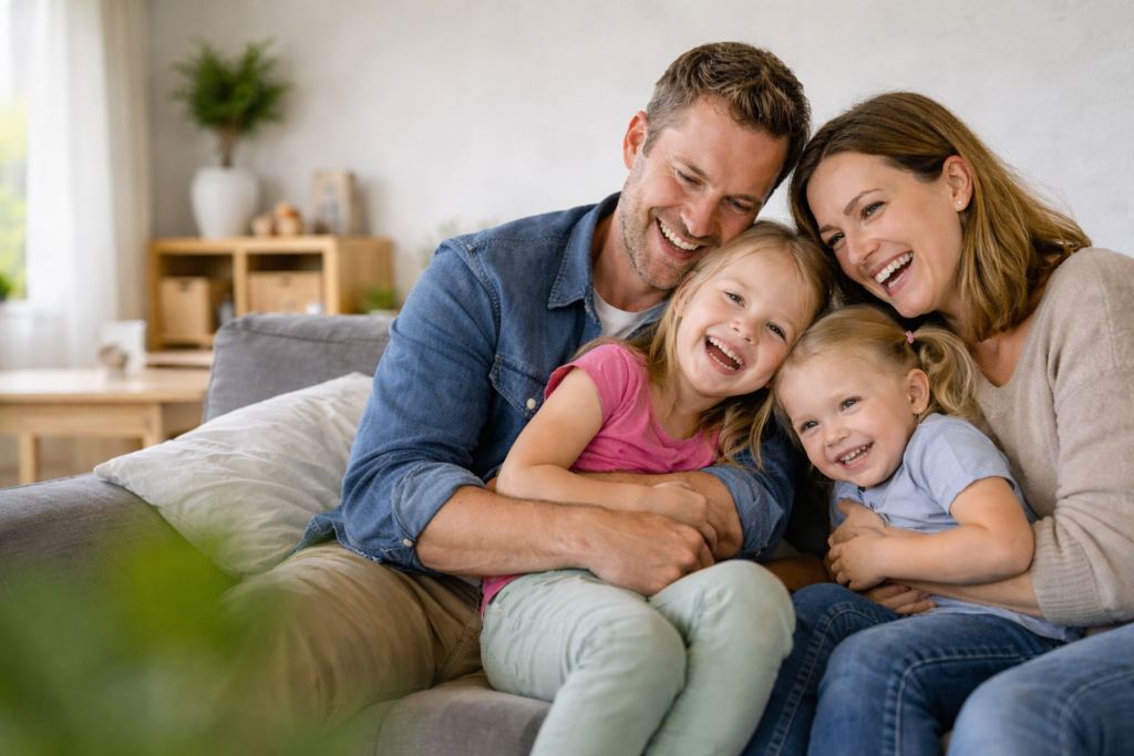 koko | familie happy auf sofa